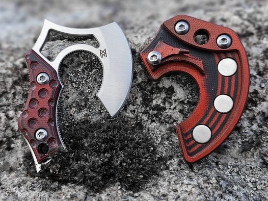 Mini Axt Neckknife "NORI NANO V2" Neck-Ax rosso G10 clip da cintura - portachiavi