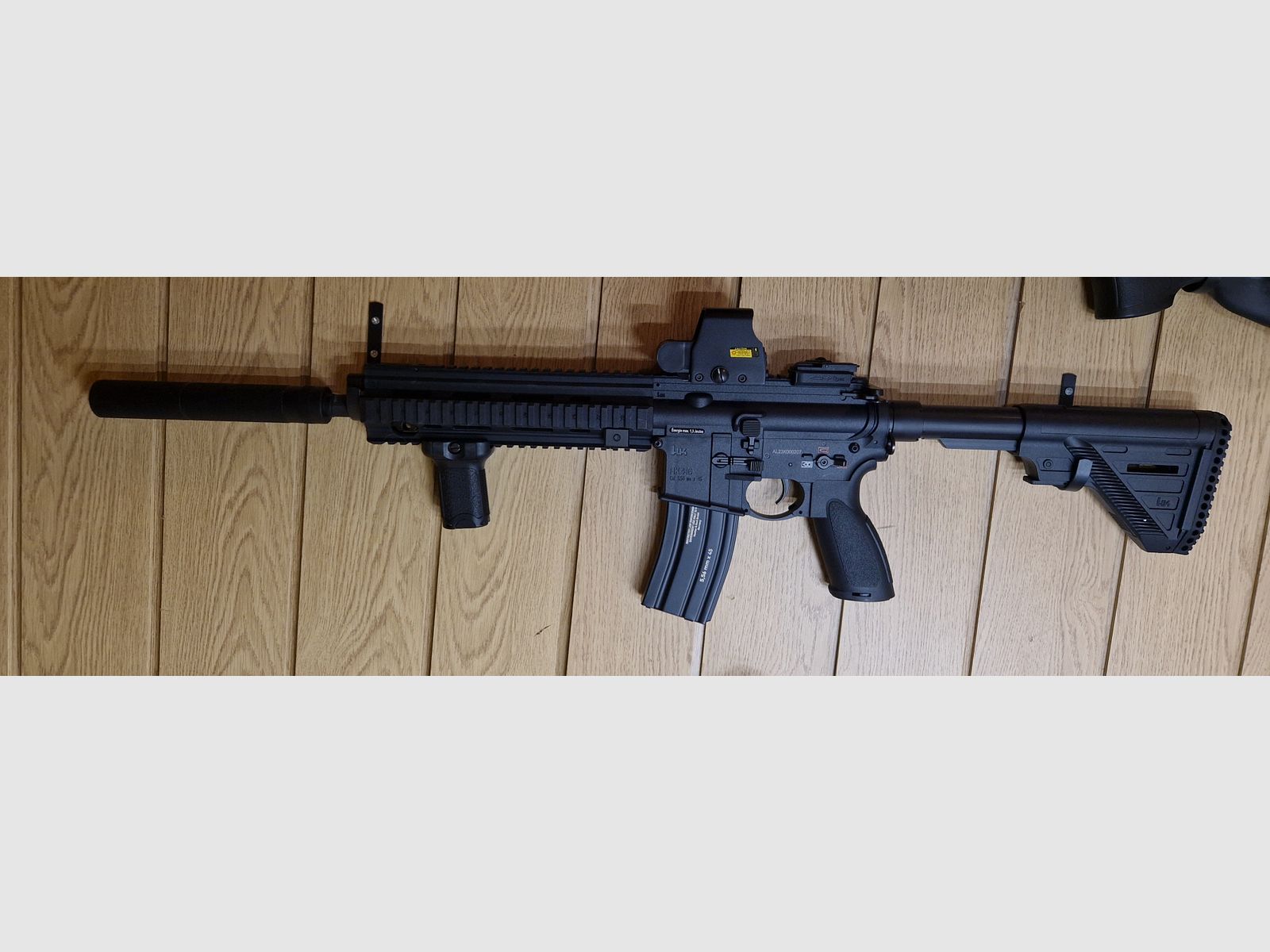 HK416A5 Sportsline + silenziatore + mirino a punto in super stato 6mm AEG