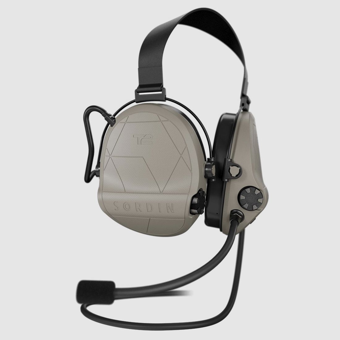 Sordin Supreme T2 CC hearing protection with active hearing protection, with microphone, neckband, TAN cups, foam inserts 304005-20P, image 3 of 3