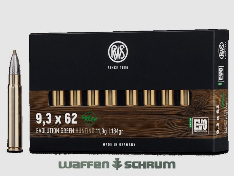 RWS Evo Green 11,9g - 184gr 9,3x62