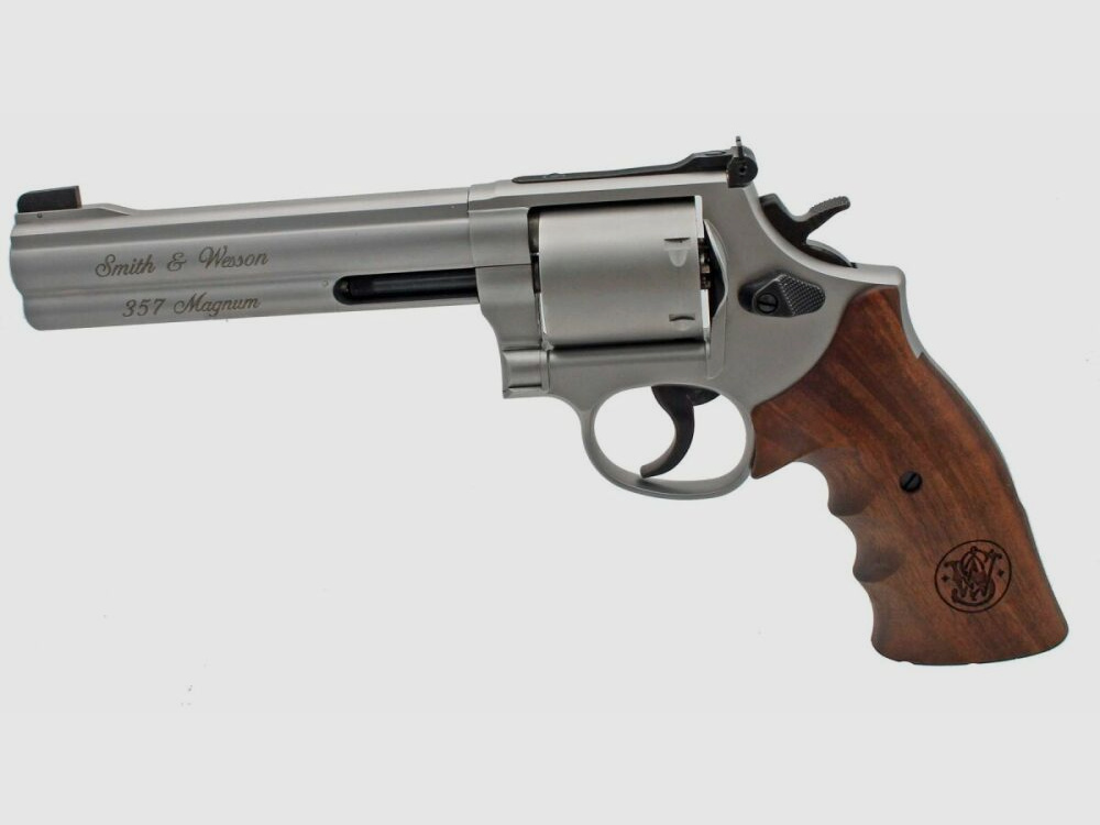 Broń Smith & Wesson S&W Rev. M686 International, 6 cali kaliber .357 Mag., niefiltrowany cylinder, matowe piaskowanie #1