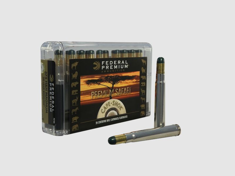 Federal Premium Safari Woodleigh Hydro Solid .375 H&H Mag. 300GR solid RN 20 cartridges