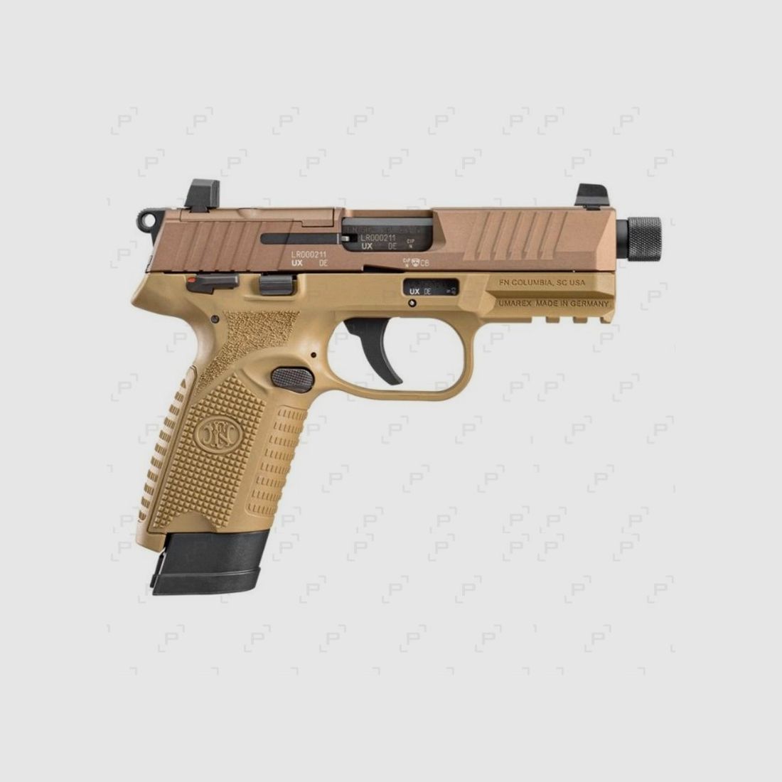 Pistolet samopowtarzalny z zapłonem bocznym FN HERSTAL 502 TACTICAL FDE kal. .22 LR, zdjęcie 2 z 3