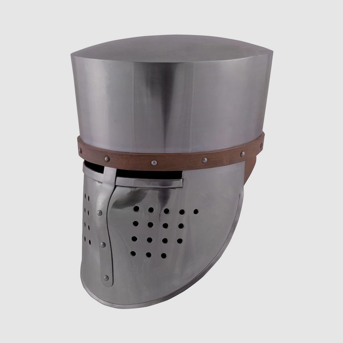 Crusader pot helmet including leather lining