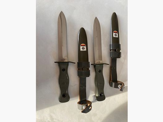 2x Bundeswehr Feldmesser / Kampfmesser – rostfrei – inkl. 2 Kunststoffscheiden