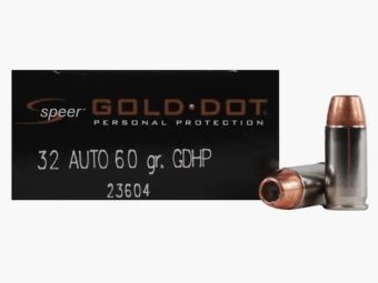 Speer Gold Dot Personal Protection .32 ACP (7.65mm Browning) 60GR GDHP 20 cartridges