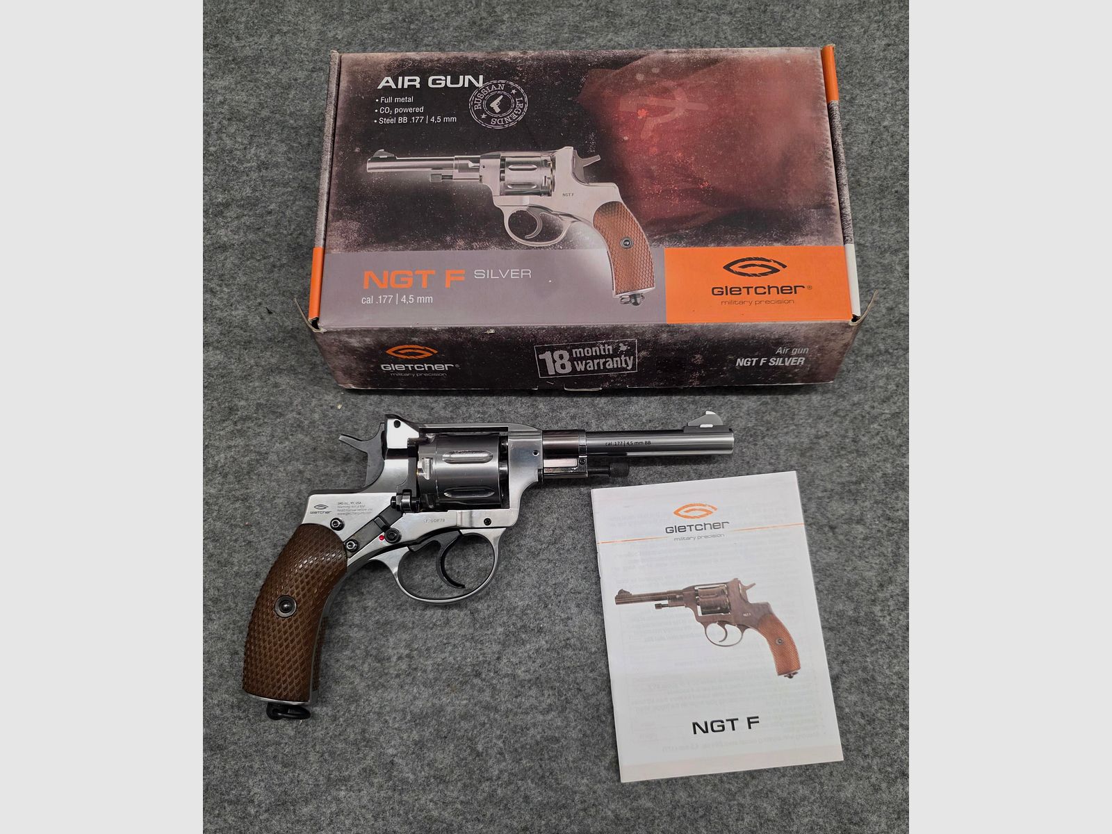    Gletcher NGT Nagant CO2 Revolver vernickelt  M1895 Cal. 4,5 mm Stahl BB