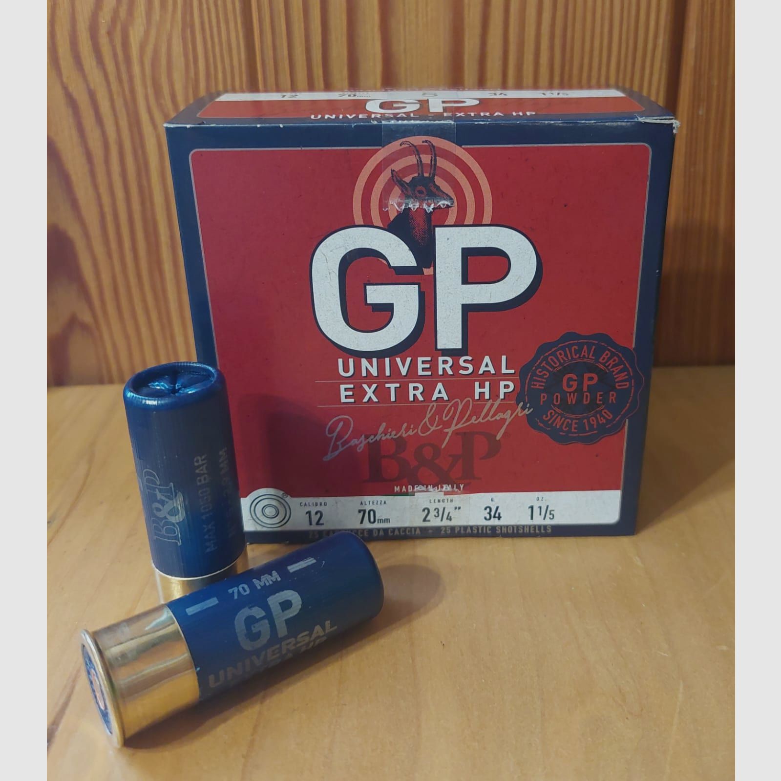Blei-Schrotpatronen B&P GP EXTRA HP Kal. 12 Nr. 5-6-7.5-9.5 Gr 34