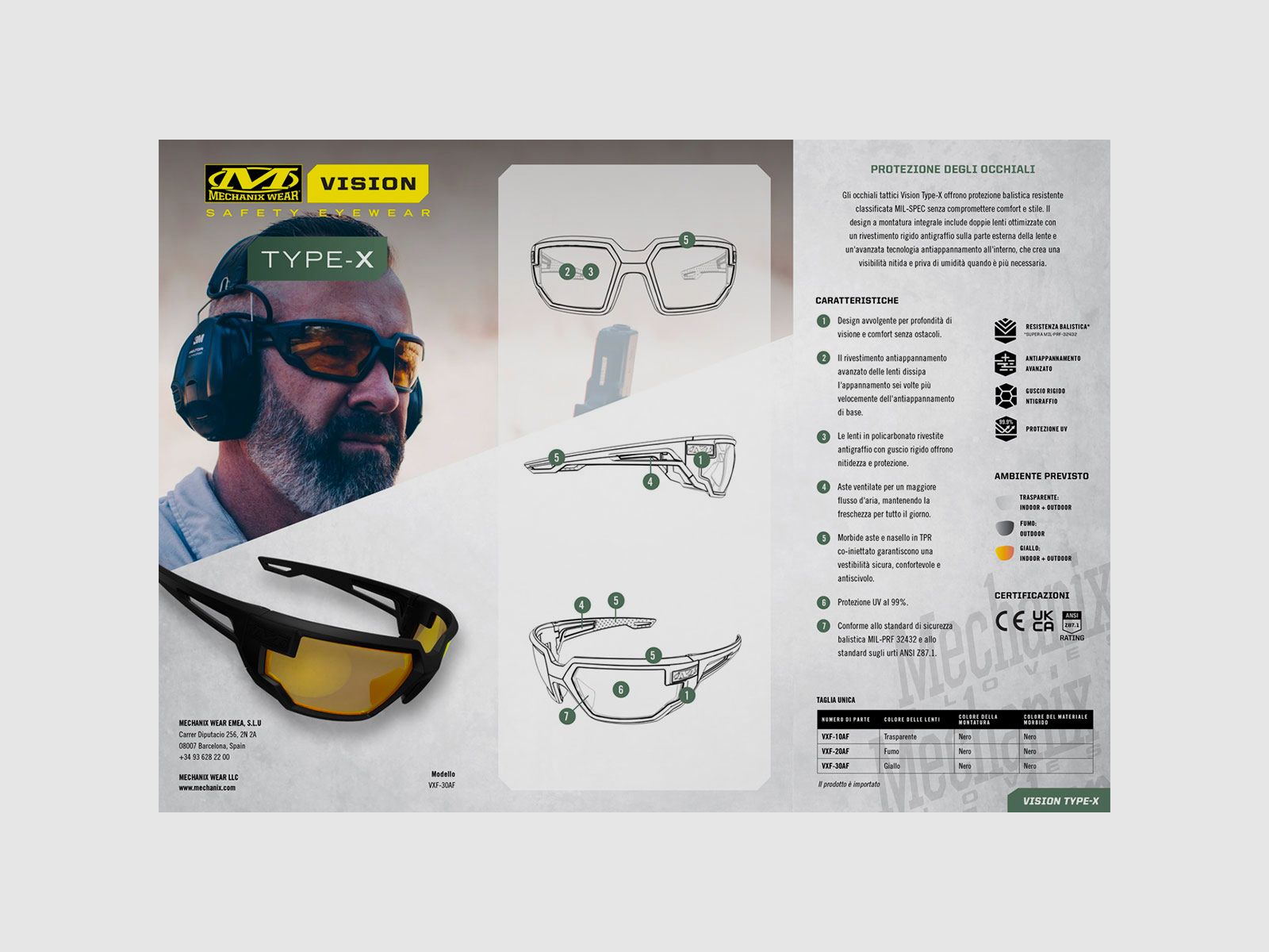 MECHANIX WEAR – VISION BALLISTISCHE BRILLE TYPE-X SCHWARZES GESTELL DUNKLE GLÄSER, Bild 7 von 8
