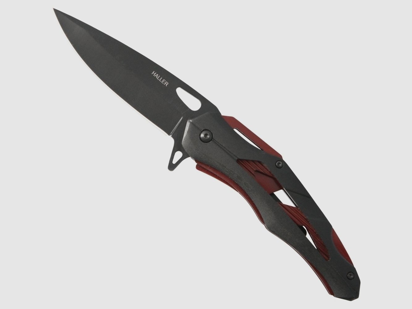 Couteau de poche pratique, couteau à une main rouge et noir avec clip