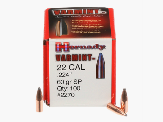 .224 Pociski Hornady SP 60 gr VE100