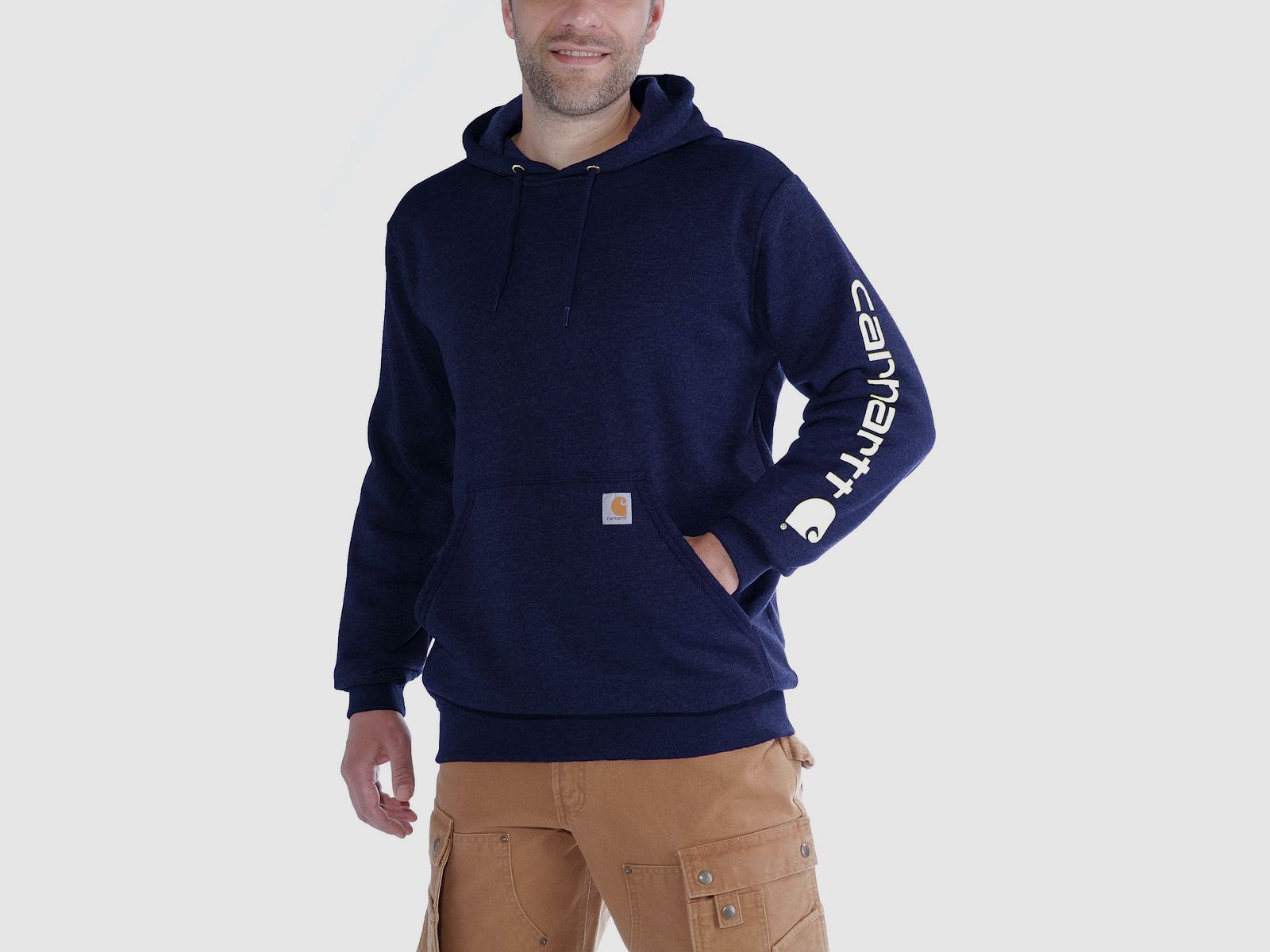 Carhartt Hoodie con logo sulle maniche Uomo Nuovo Blu Navy XL