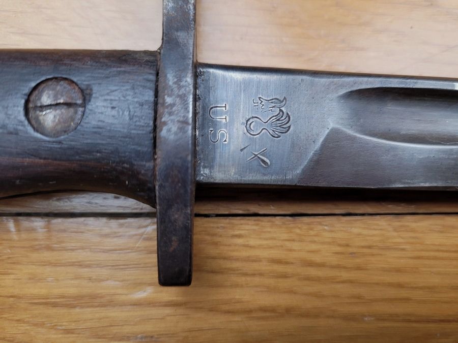 Raro Baionetta US17 – fabbricazione Winchester del 1917 – Buona fondina US di 2° tipo – Testa d'aquila + granata – TBE+, immagine 6 di 13
