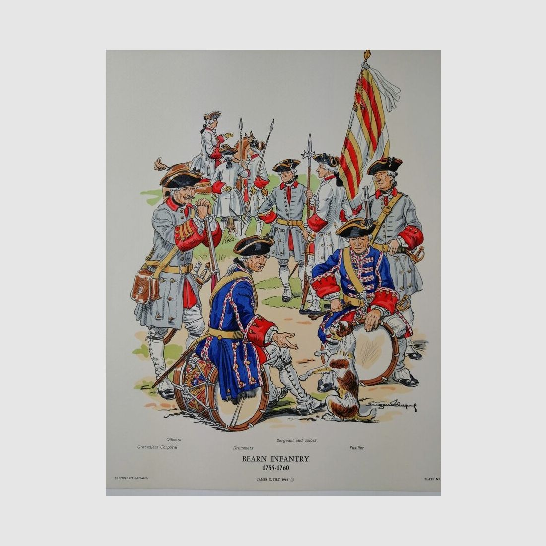 Osiem bardzo pięknych ręcznie kolorowanych ilustracji Armii Francuskiej w Kanadzie 1755 – 1760 – TBE, zdjęcie 8 z 11