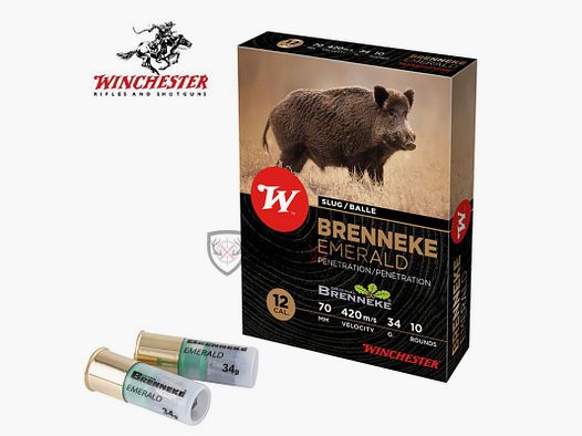 10 Cartucce WINCHESTER Slug Brenneke Emerald 34g cal. 12/70