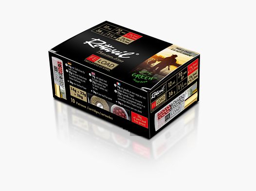 Rottweil 2414045 Cartuchos de perdigones 12/70 FE-Load 3,3+3,8mm 36g Acero 10Pzs sin plomo