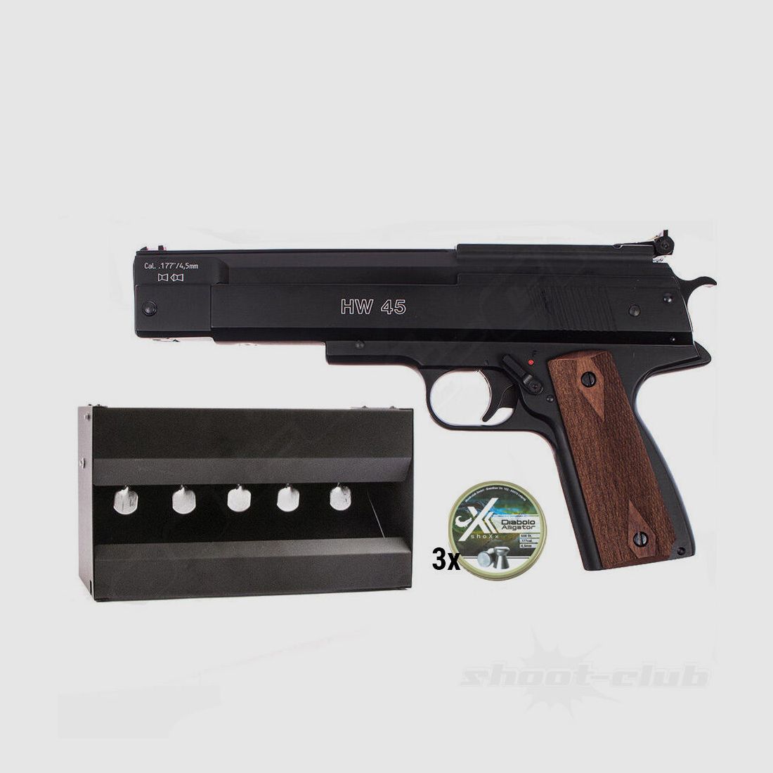 Weihrauch HW 45 air pistol in set 4.5mm - Plinking set