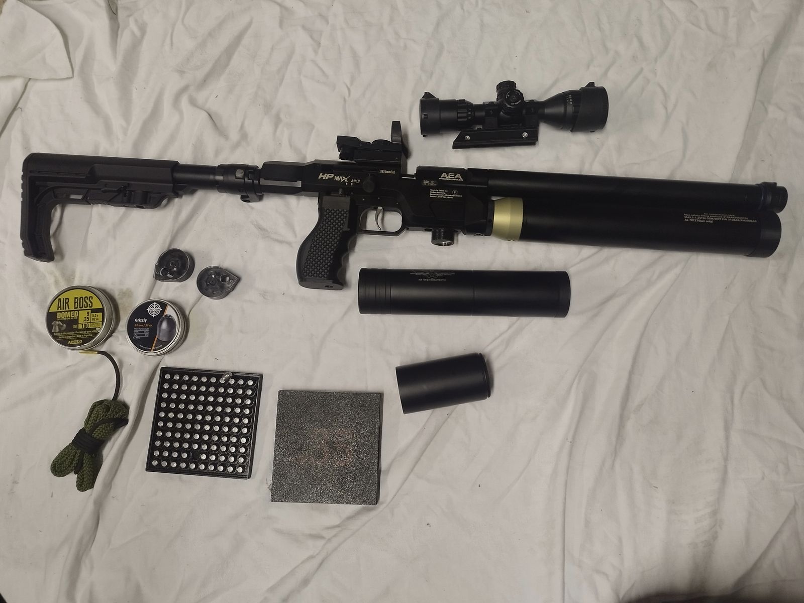 AEA HP Max MK2 Jads suppressor + extender, bullets, accessories
