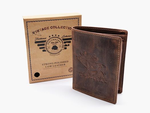 Greenburry Leder Geldbörse braun Vintage Animal Collection Royal Stag Hirsch 1701-stag-25