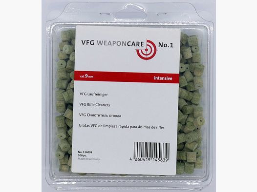 VFG Pulitore per canne Intensivo / 500 Accessori per la pulizia 9mm per armi