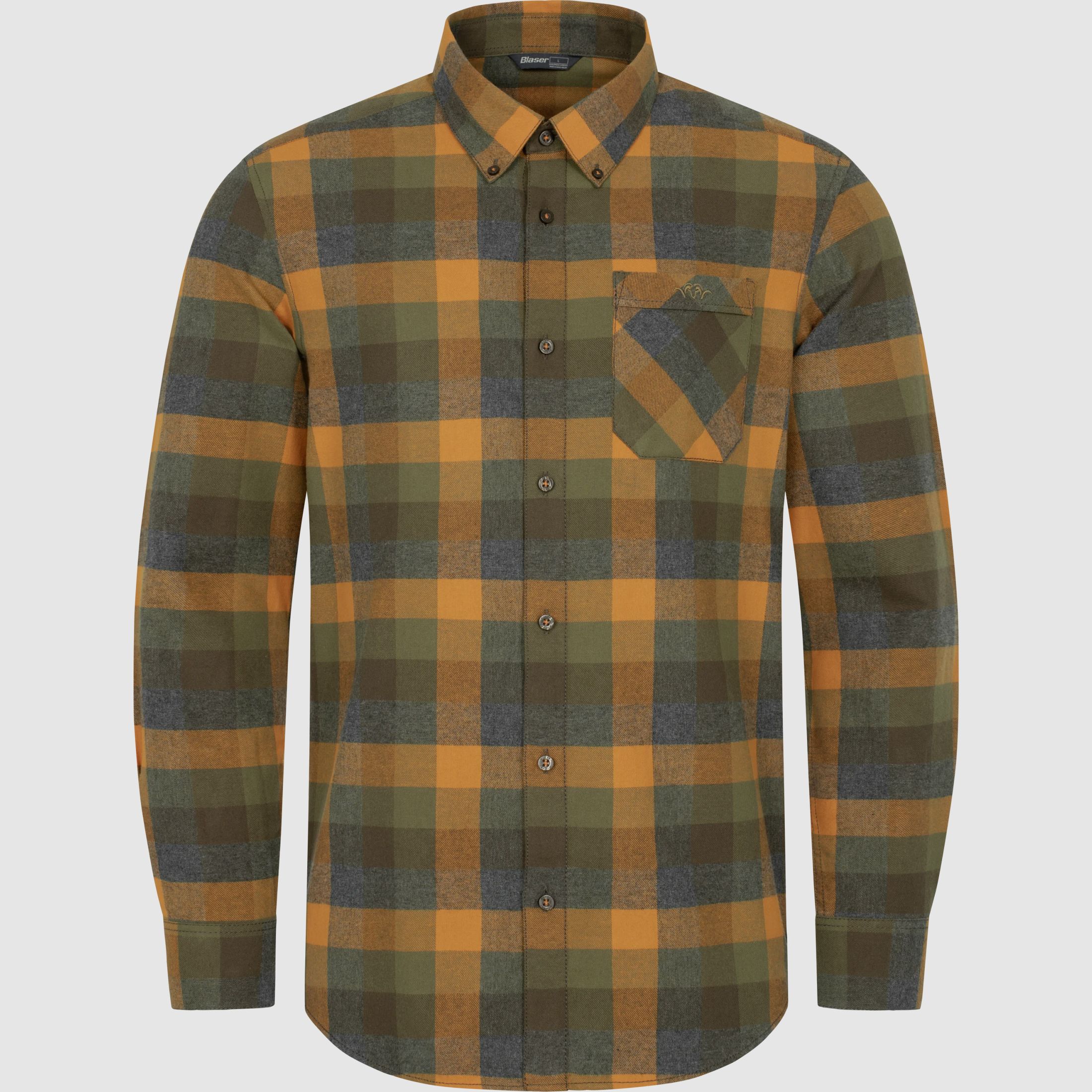 Marvin Flanell Hemd Herren Grün/Orange Kariert XL