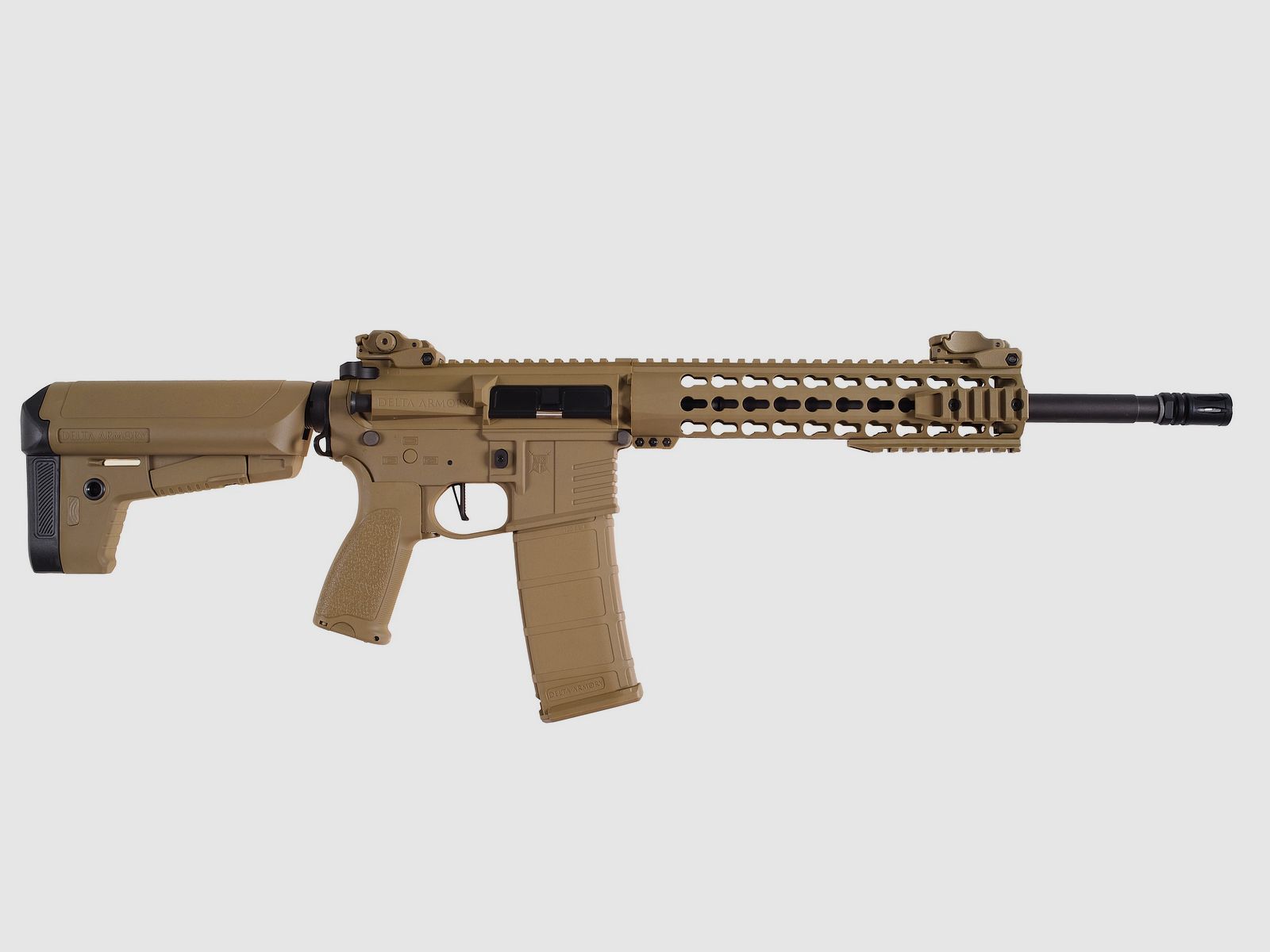 AR15 KeyMod 10 Zoll CHARLIE TAN S-AEG Softair Gewehr Frei ab 18 Jahren | Delta Armory