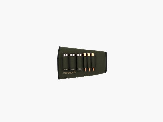 Lynx neoprene rifle stock cartridge holder for bullets/shot, green