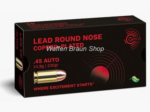 Geco .45 ACP Blei Rundkopf verkupfert SX 14,9g 50 Stück