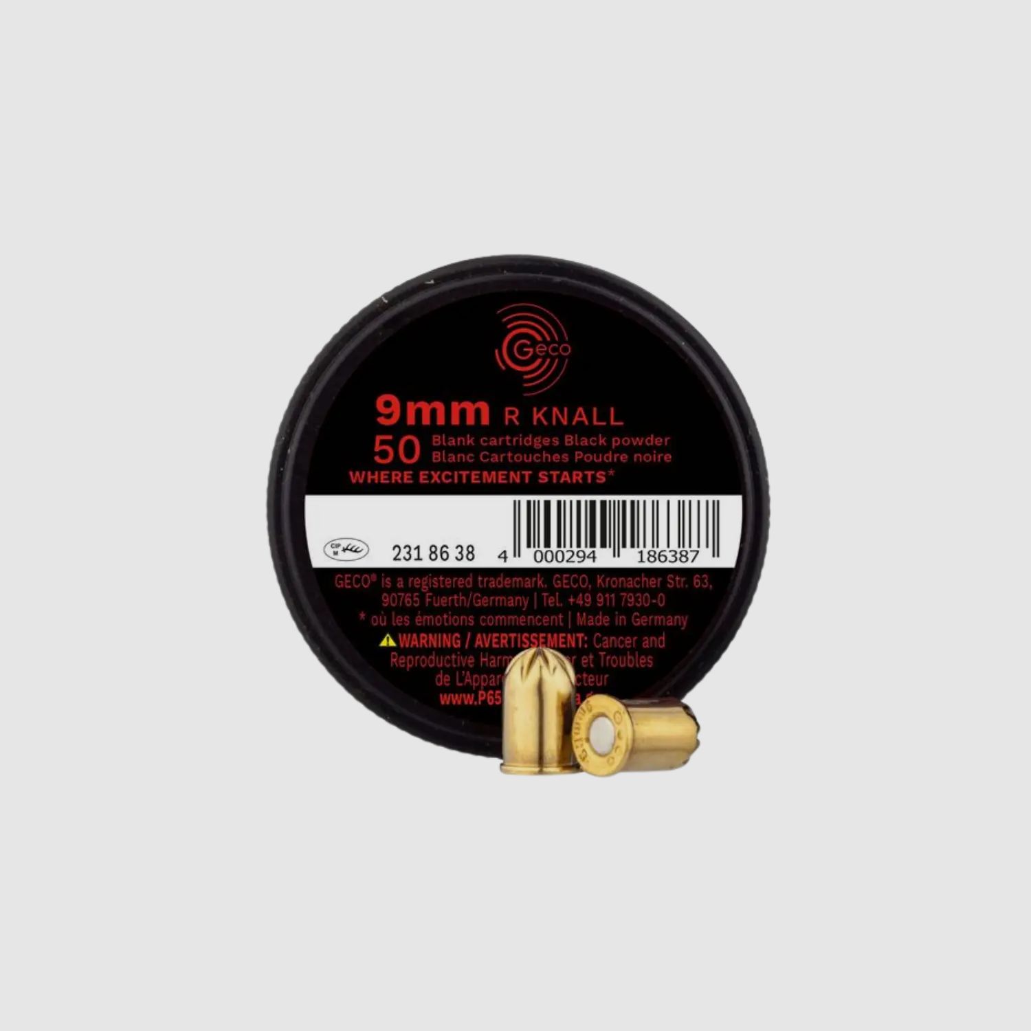 Geco black powder revolver ammunition caliber .380 / 9mm RK. 50 shots