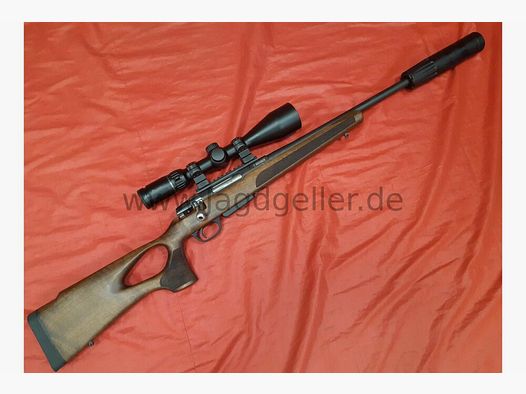 Repetierbüchse BRENNER BR20 308 Win. Holz-Lochschaft + Schalldämpfer und 3- .308Win