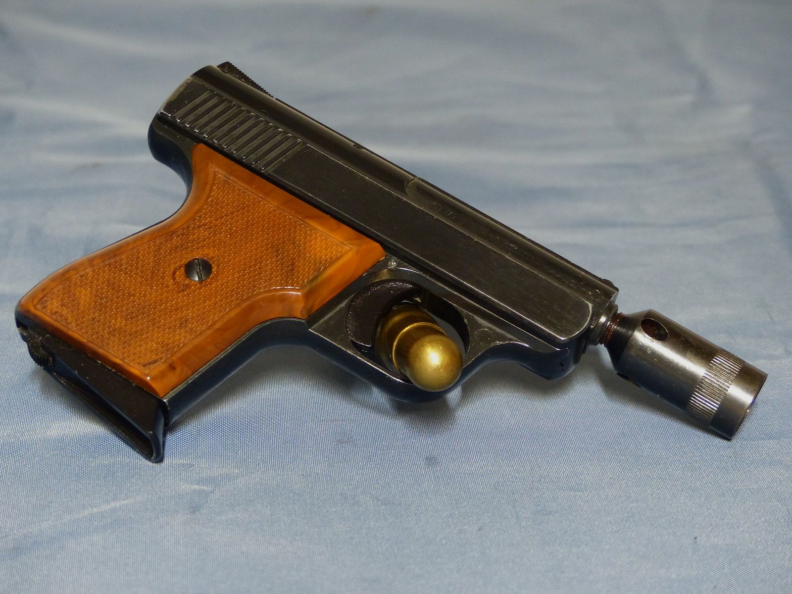 Schreckschuss Gas Pistole Rhöner SM Mod. 15 Cal. 8 mm Knall PTB 83 aus 1975 OVP vintage