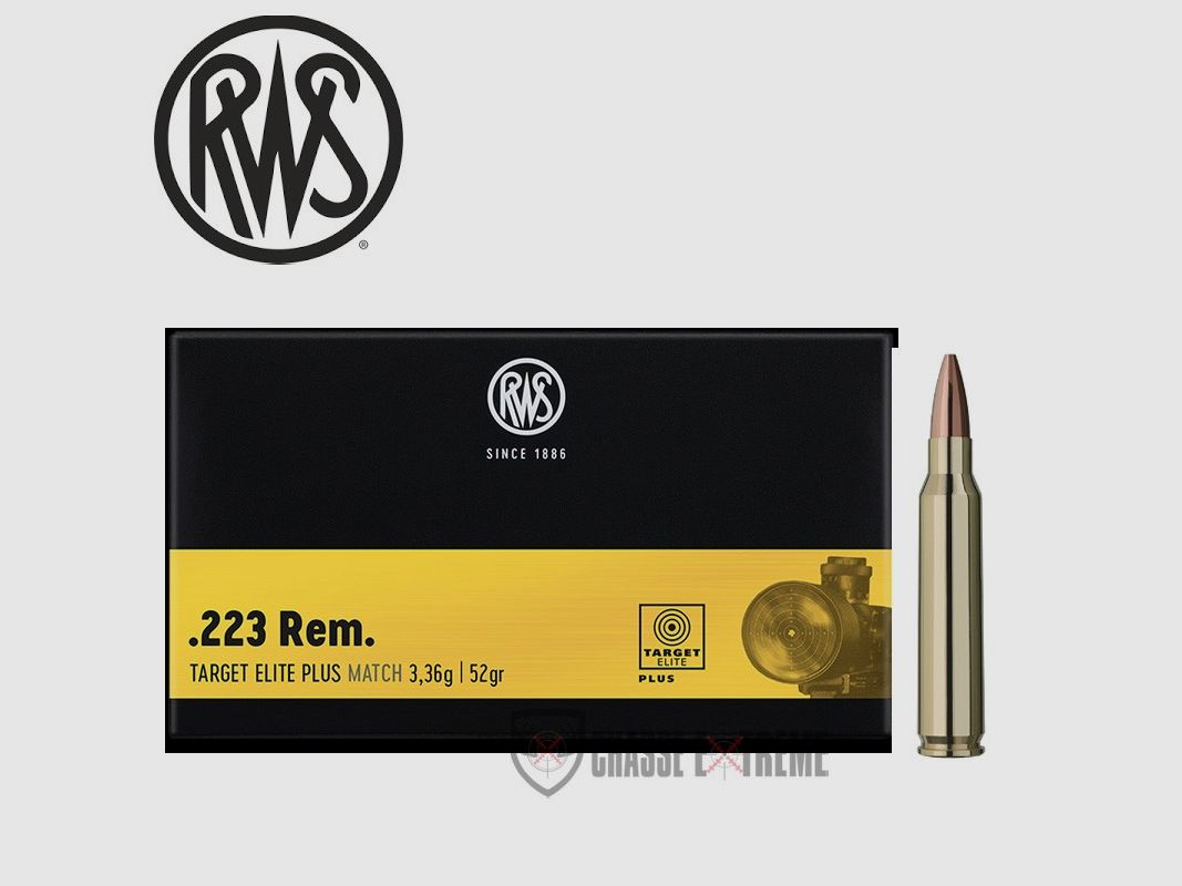 20 Cartucce RWS cal 223 Rem 52gr Target Elite Plus Match