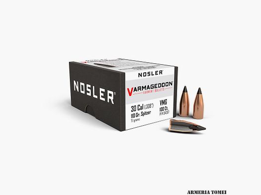PALLE – NOSLER – VARMAGEDDON 30 caliber (.308″) 110gr FB Tipped 7.1grams (100pz) -34057