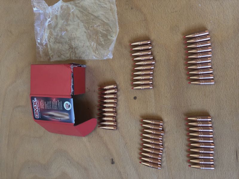 50 Hornady Bleifreie GMX Geschosse mit 180gr in 8mm