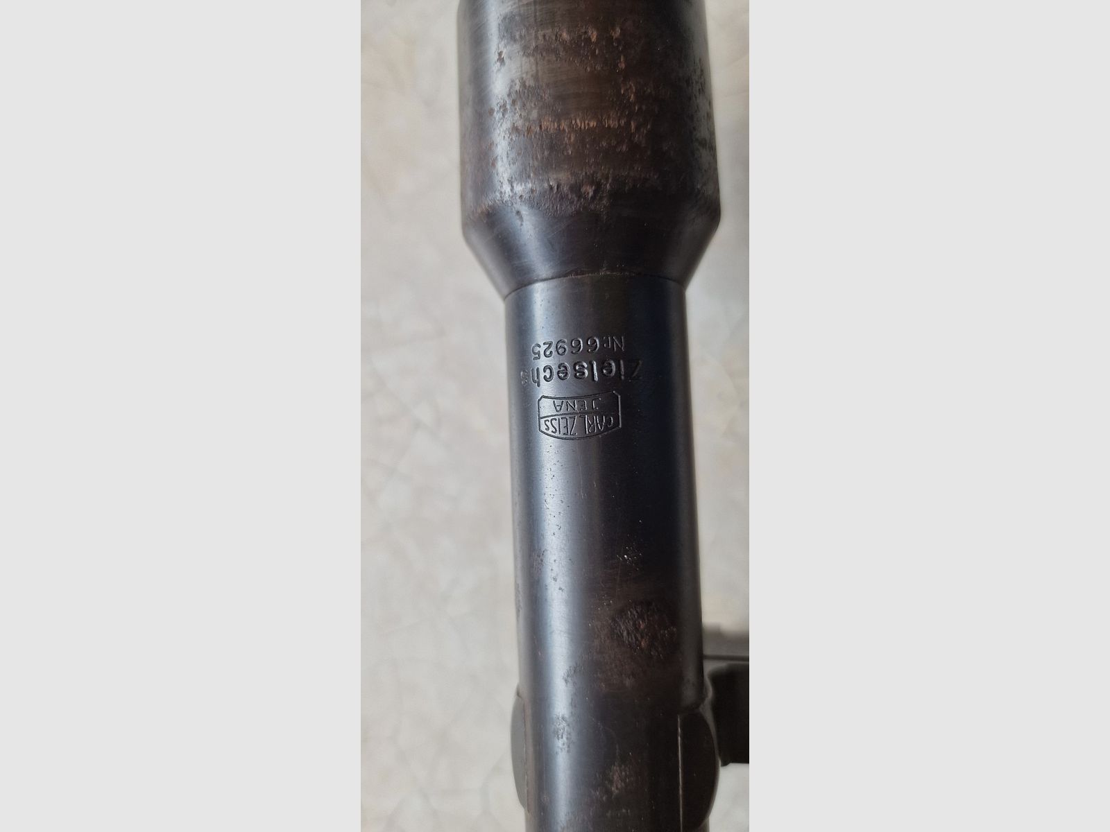 Historische scope Carl Zeiss Jena „Zielsechs“ (6x) – stalen barrel – WO2 / naoorlogs, afbeelding 10 van 10