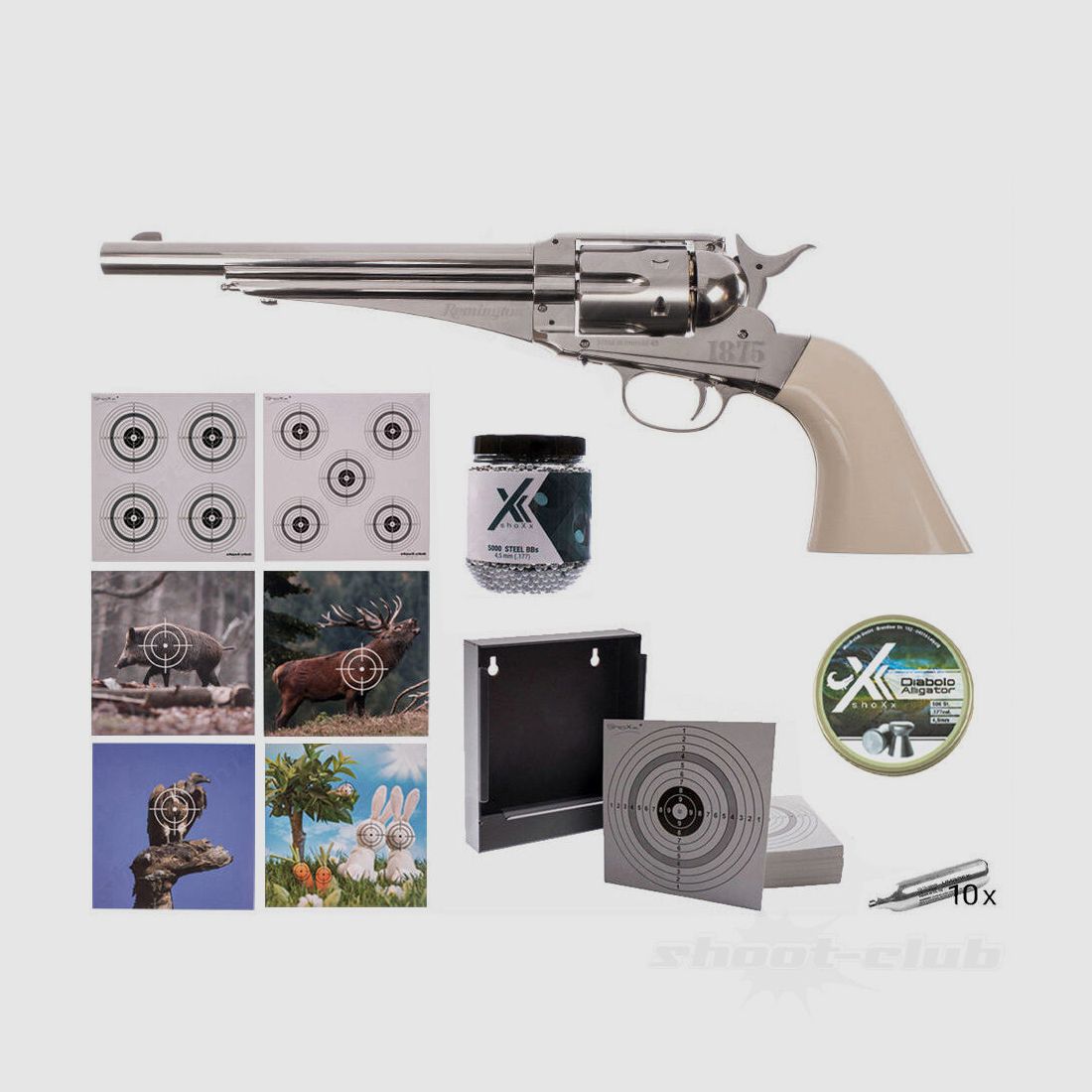 Crosman Remington 1875 Co2 Revolver 4,5mm Zielscheiben Set