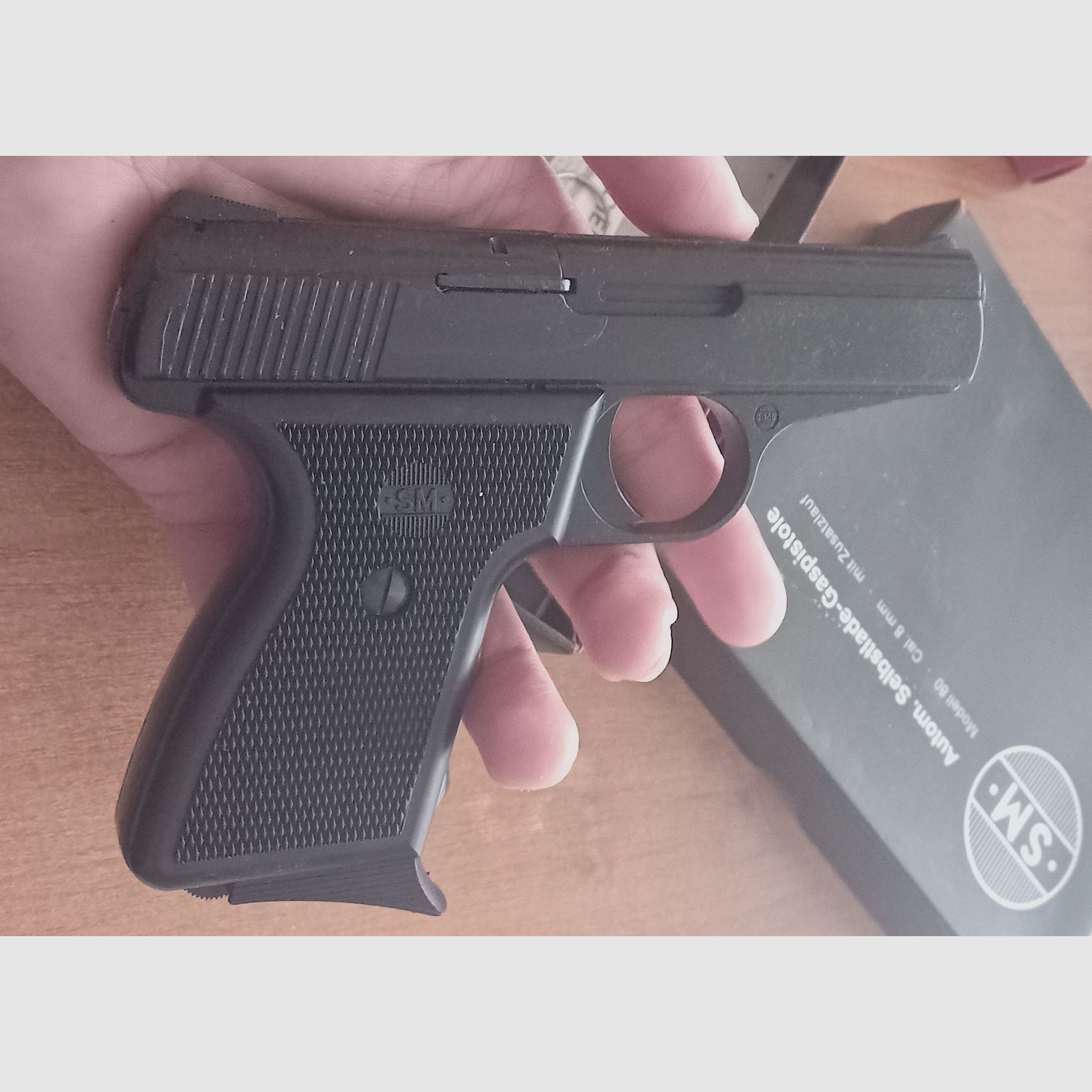 Seltene Rhöner SM 80 im Kal. 8 mm Knall/ PTB 267 mit Verpackung!