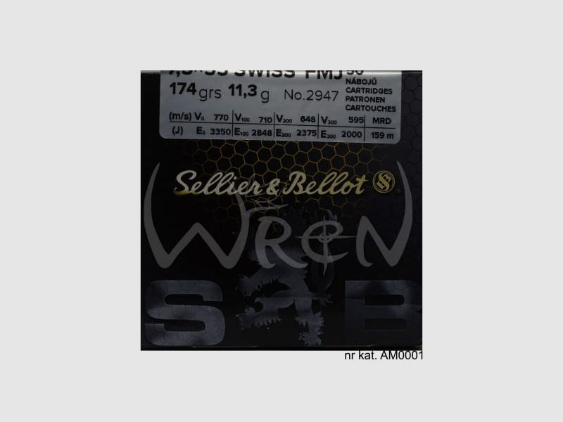 SELLIER&BELLOT 7,5x55 FMJ 174 gr/11,30 g (boîte de 50 pièces)