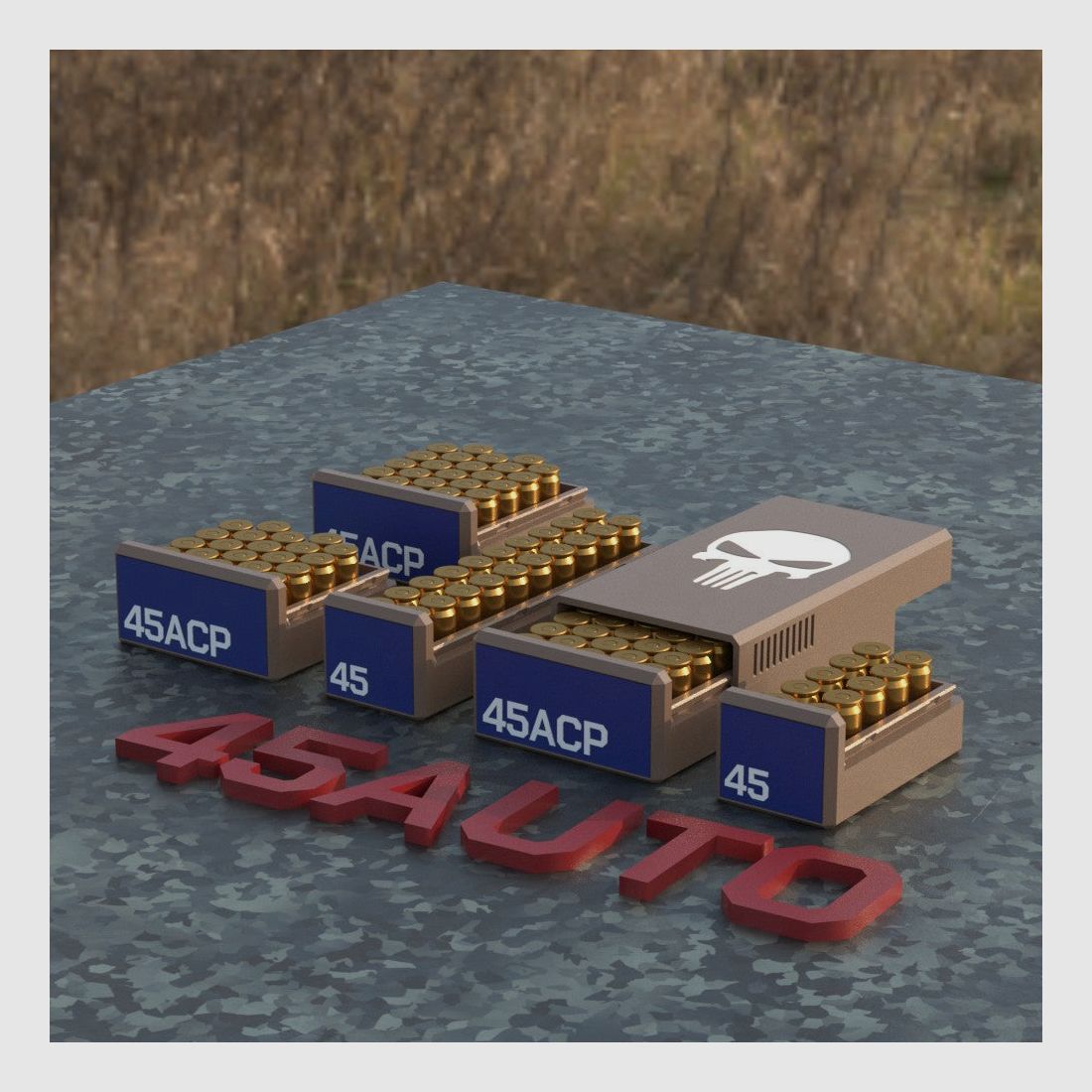 Filamelt Munitionsbox / Ammo Box .45 ACP (Automatic Colt Pistol) – Patronenbox für 50 Schuss, Made in Germany