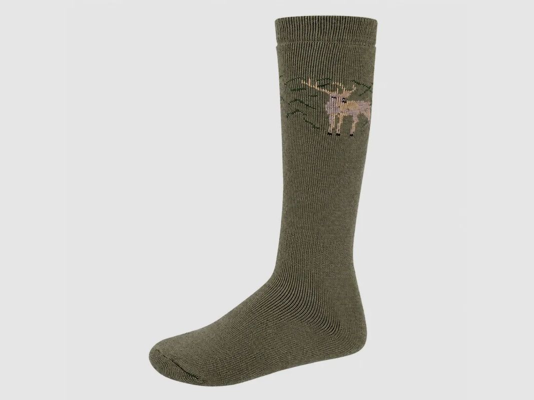 Set van 2 paar jachtsokken kaki met eend-/hertmotief, afbeelding 9 van 11