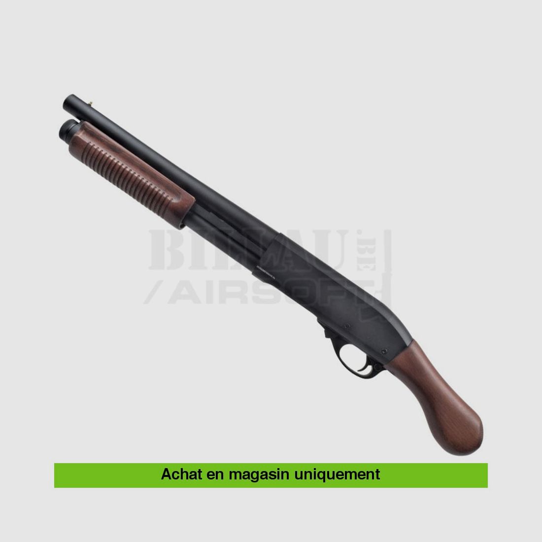 Airsoft-Vorderschaftrepetierflinte GNB M870SW Full Metal Schwarz + Echtholz, Bild 2 von 3