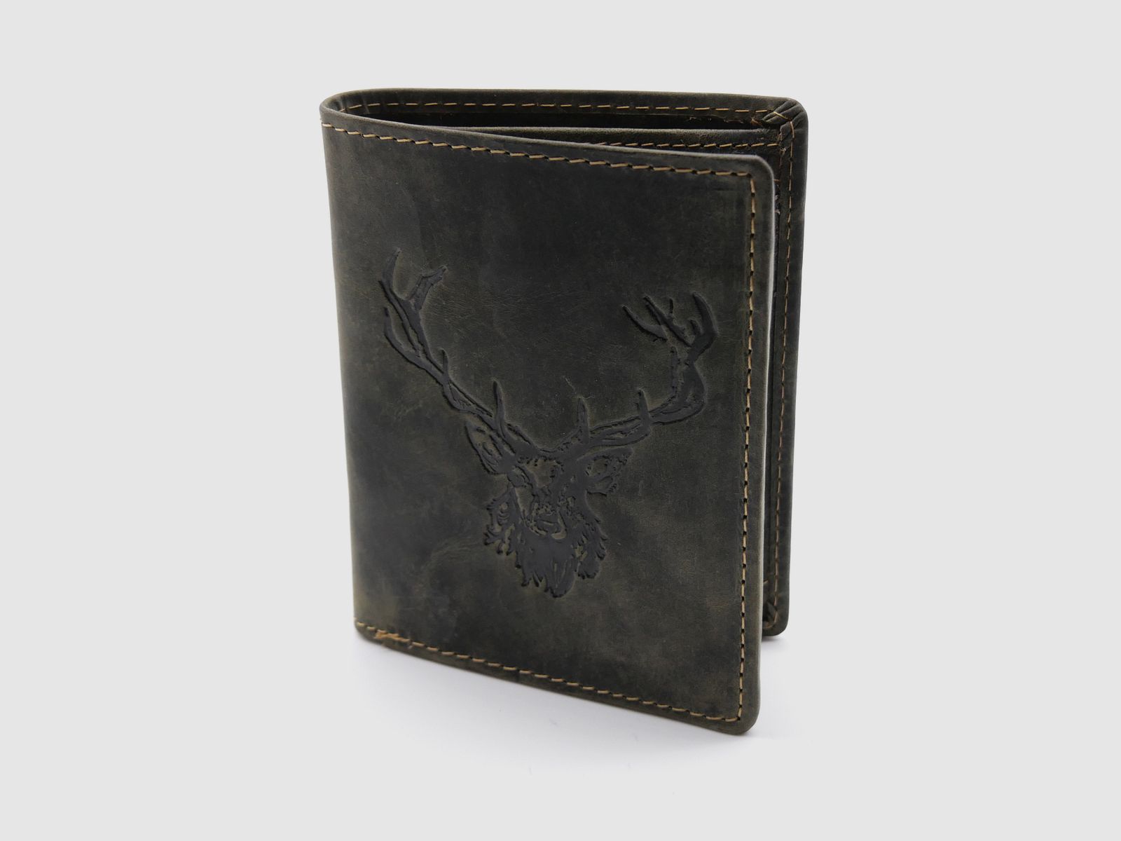 Greenburry Leder Geldbörse oliv Vintage Animal Collection Royal Stag Hirsch 1701-RS-30