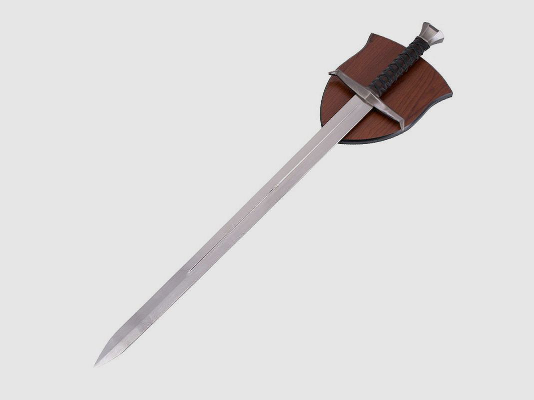 Templar sword with wall mount and engravings