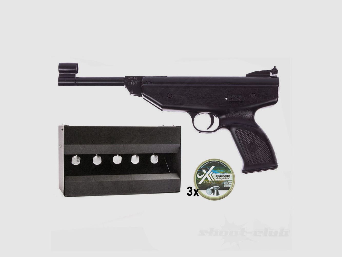 Weihrauch HW 70 air pistol 4.5mm plinking set