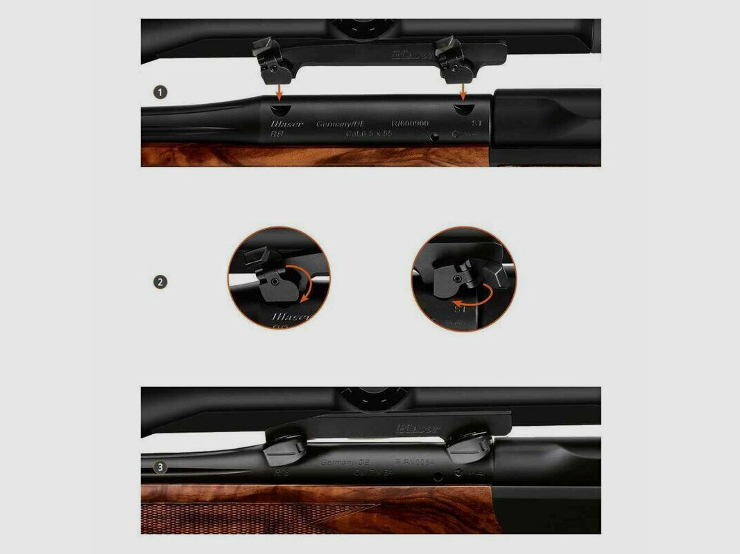 Blaser saddle mounts - high version for Swarovski inner rail