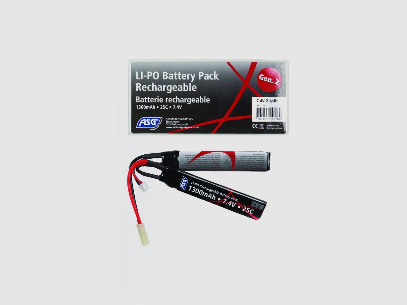 ASG 7,4V 1300mAh 25C Lipo Akku Double Stick Tamiya