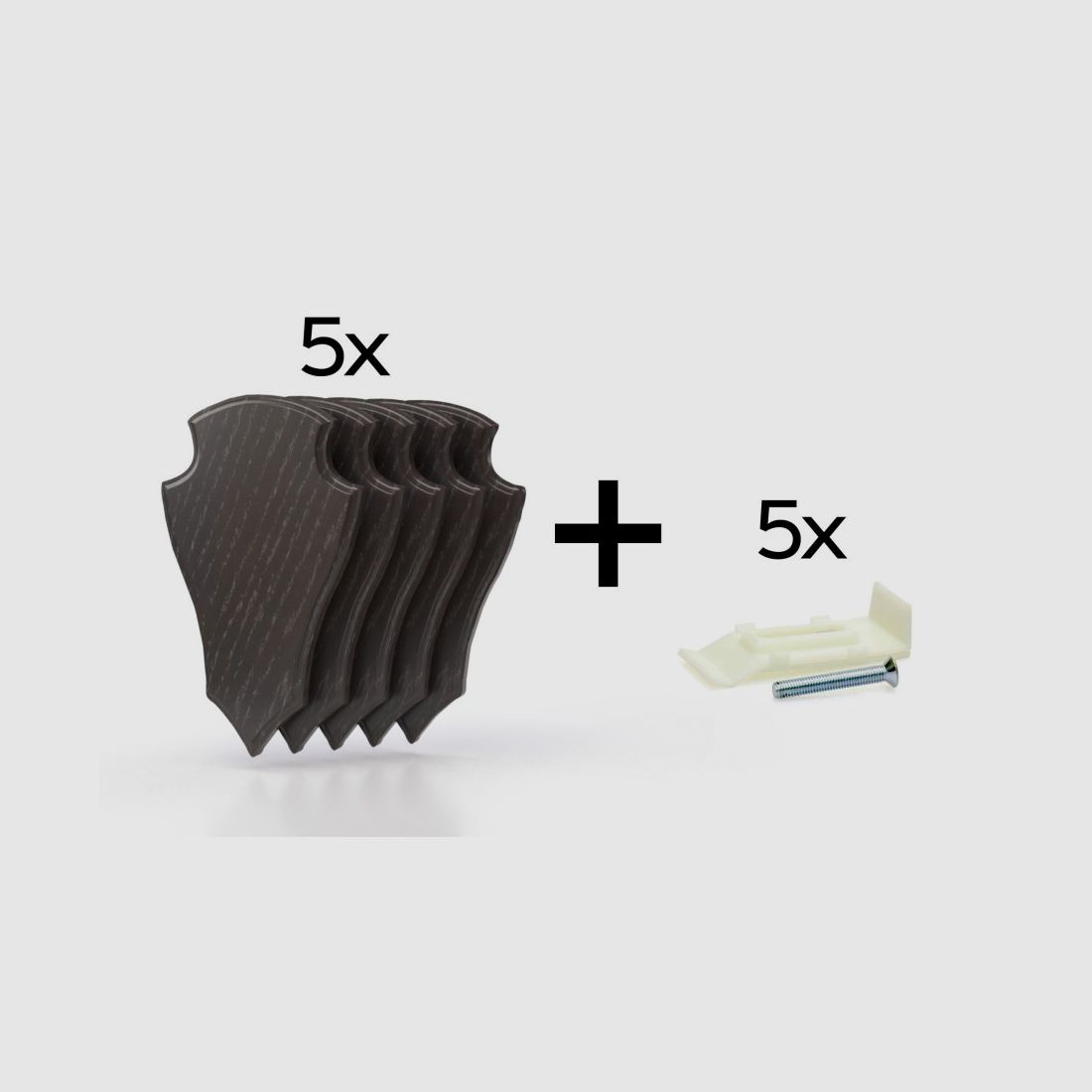 Pakket van 5 trofeeplaten 19x12 cm + 5 plastic standaards - Donker
