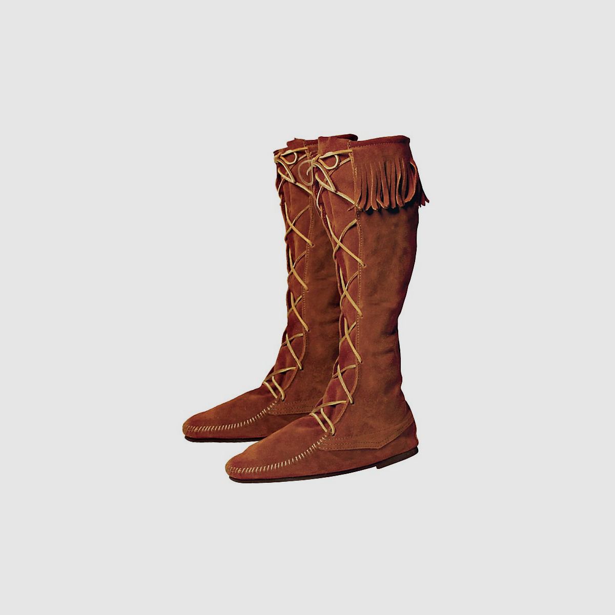 Moccasin Stiefel mit Fransensaum - braun, Größe 41 | 71158-41