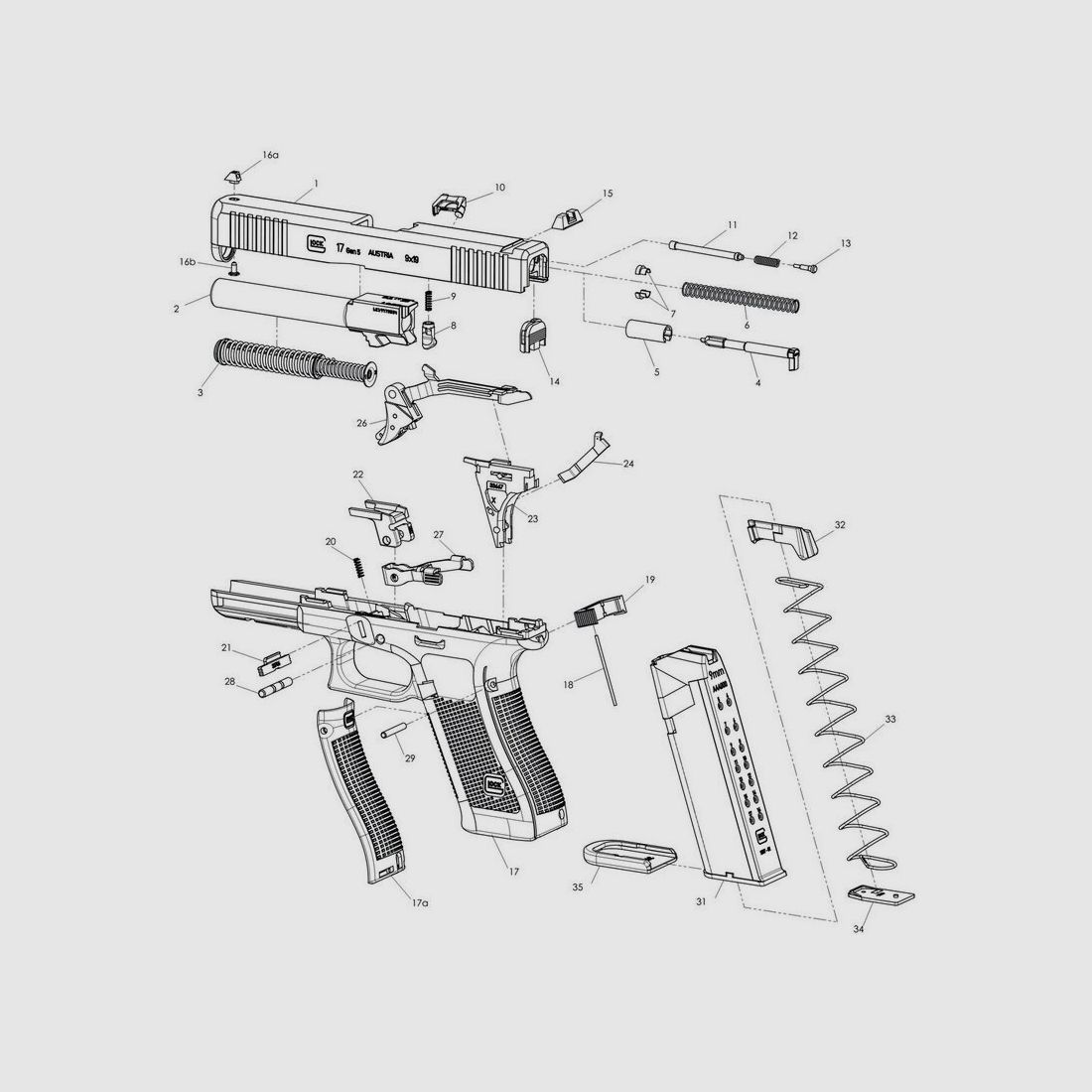 GLOCK Gen.5 Beiseitiger Verschlussfanghebel Standard [27] ambidextrous slide stop lever standard