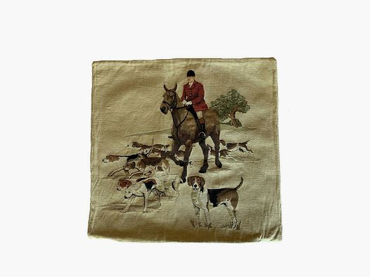 Lovergreen kussen met motief jacht scène met rennend paard